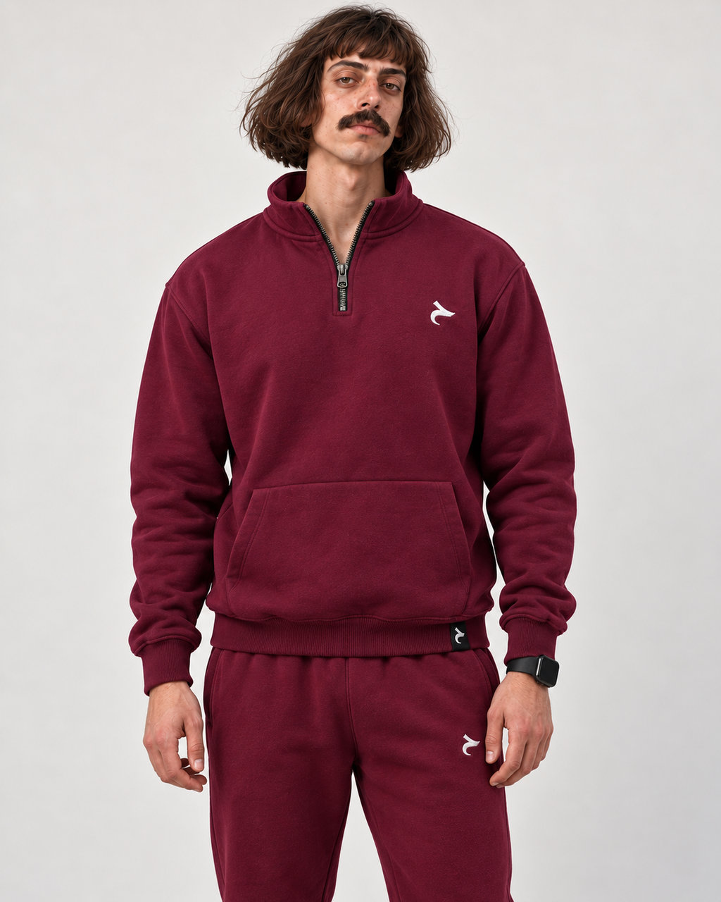 Burgundy Oversized Quarter Zip, thumbnail