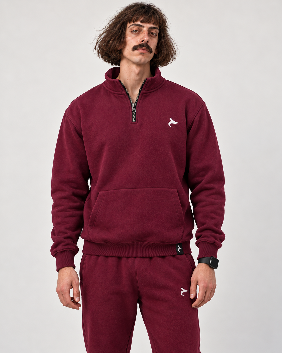 Burgundy Oversized Quarter Zip, thumbnail